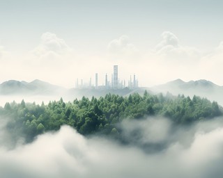 CO2 weißer Nebel, Konzept zur Darstellung des Problems der Kohlenstoffdioxidemissionen, der globalen Erwärmung und der nachhaltigen Entwicklung.